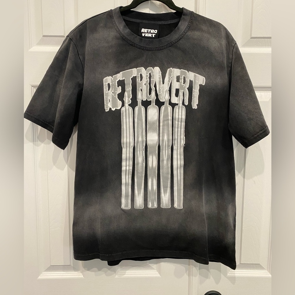 New! RETROVERT FABRIC DYED WASH T-SHIRT (BLACK) medium men’s tee